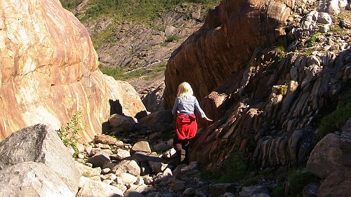 PIC_1484.JPG - Und dann der Abstieg. Ja, zugegeben, etwas anspruchsvoller, aber der amtierende Bergfuehrer i.V.  (Icke ;-)) haelt den Weg fuer gut - und kuerzer!