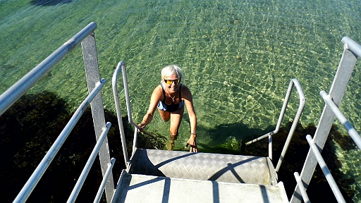 DSCI1550.JPG - Die Badestelle auf Hirsholm hat es der Bordfee angetan. Sie ist jeden Tag hier!